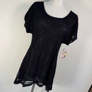 Awake Couture Lace Dress Women’s Medium Sheer Overlay Black Made USA NWT
